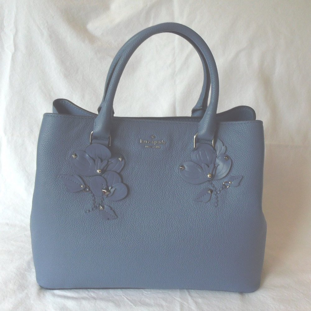 Kate Spade Evangelie Blue Floral Appliqué Purse
